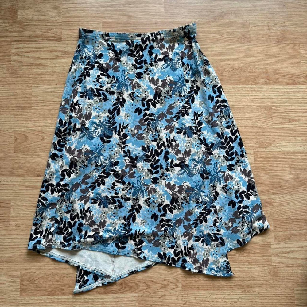 Vintage Y2K J.Jill blue + brown floral midi skirt 🌼